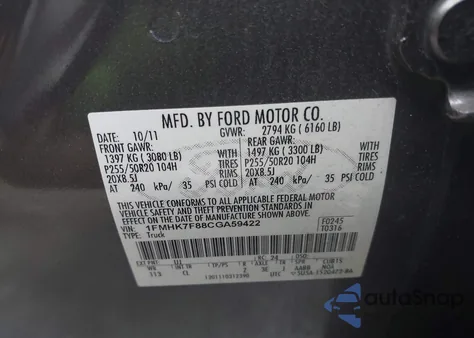 2012 Ford Explorer Limited z USA, uszkodzony, nr VIN 1FMHK7F88CGA59422